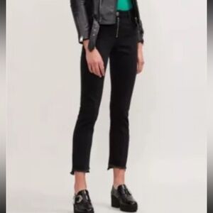 Maje Jeans Zip-Front Stepped-Hem Stretch Denim Straight Leg Ankle Crop size 38